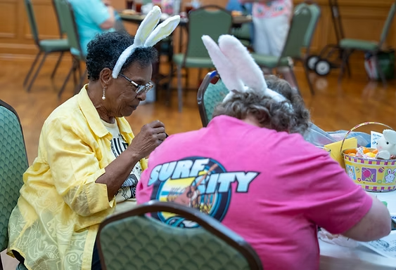 Seniors enjoying crafts